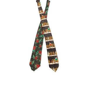 2 Christmas Tie  Yule Tie Greetings‎ Hallmark/ Silk/ Polyester Holidays